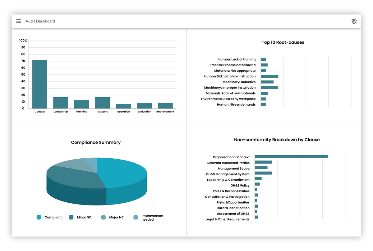 Audit dashboard screen